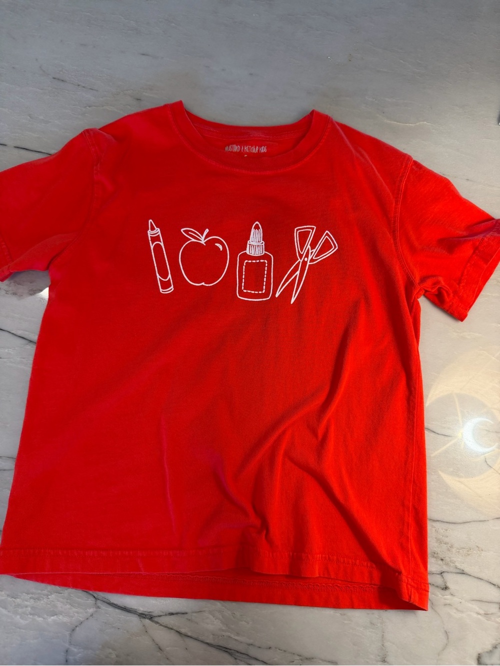 Mustard & Ketchup Kids Red Back to School School Icons Boys Tee